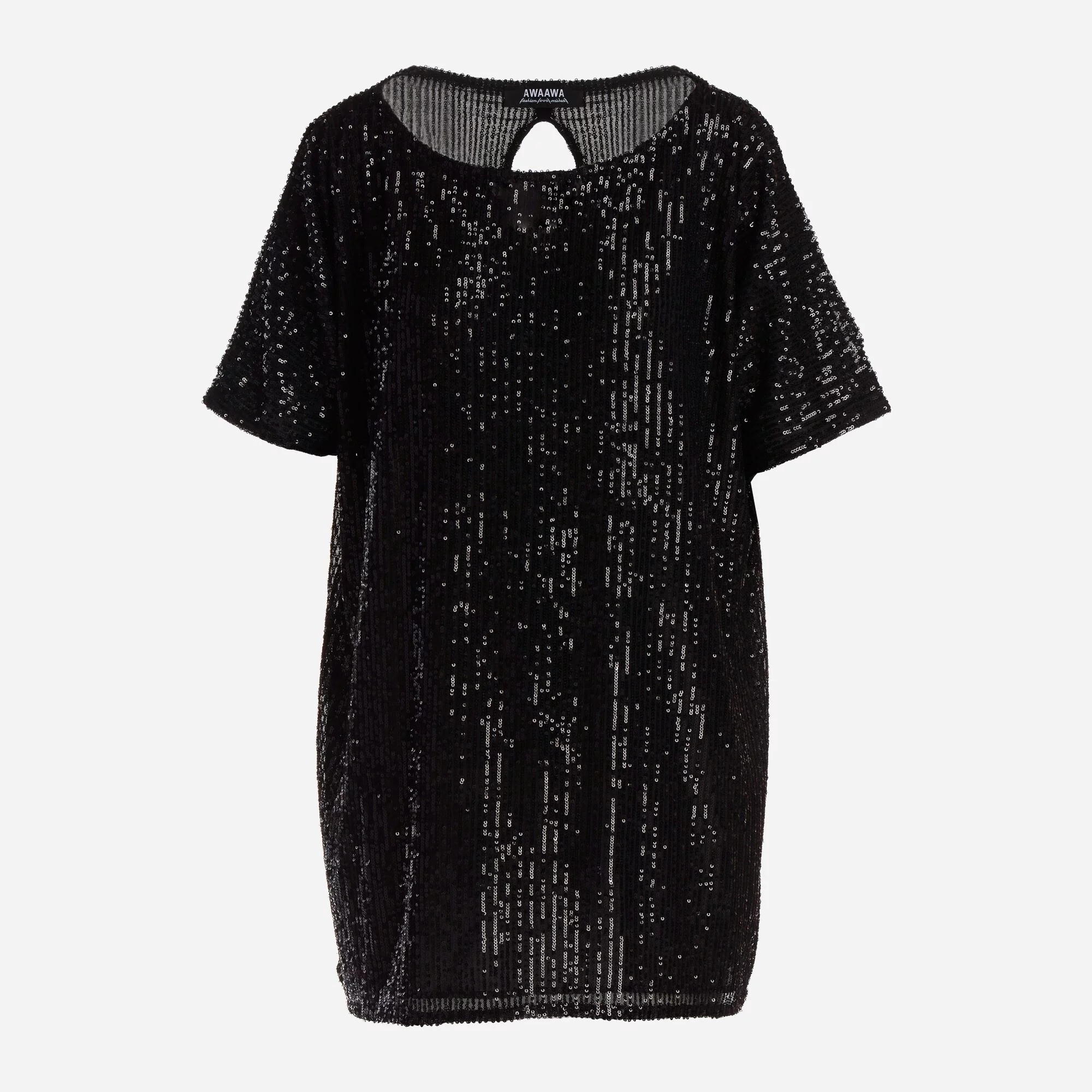 Dámské mini šaty s flirty A483 Černá - Awama one size černá s flitry (obrázek 5)