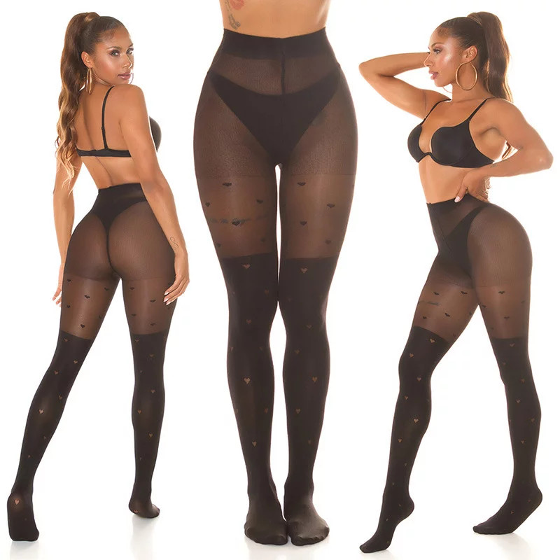 Dámske sexy pančuchy "Hearts" SH6718 čierne - In-StyleFashion one size