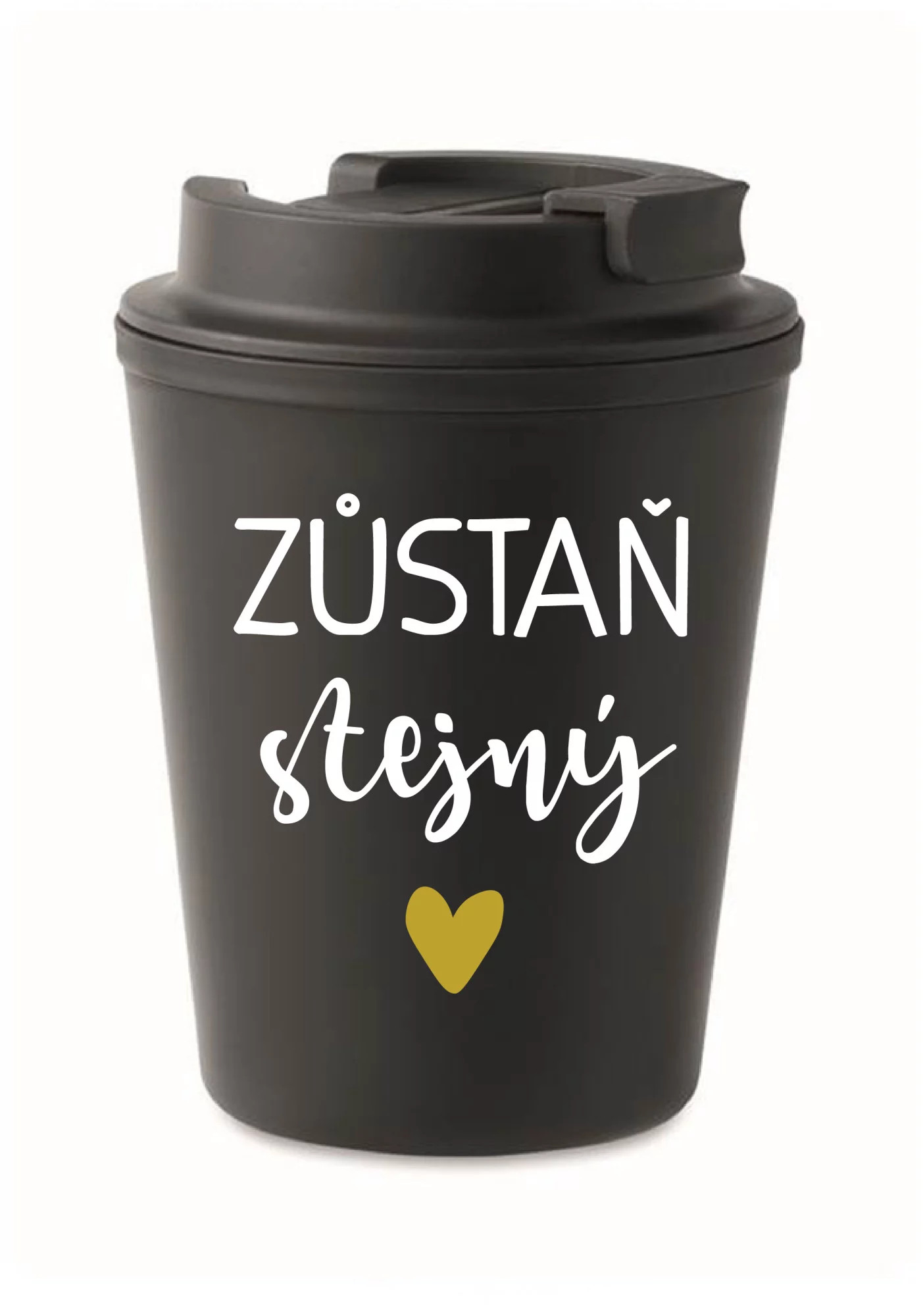 HRNEK ZOSTAN TAKÝ ISTÝ – čierny termohrnček 300 ml