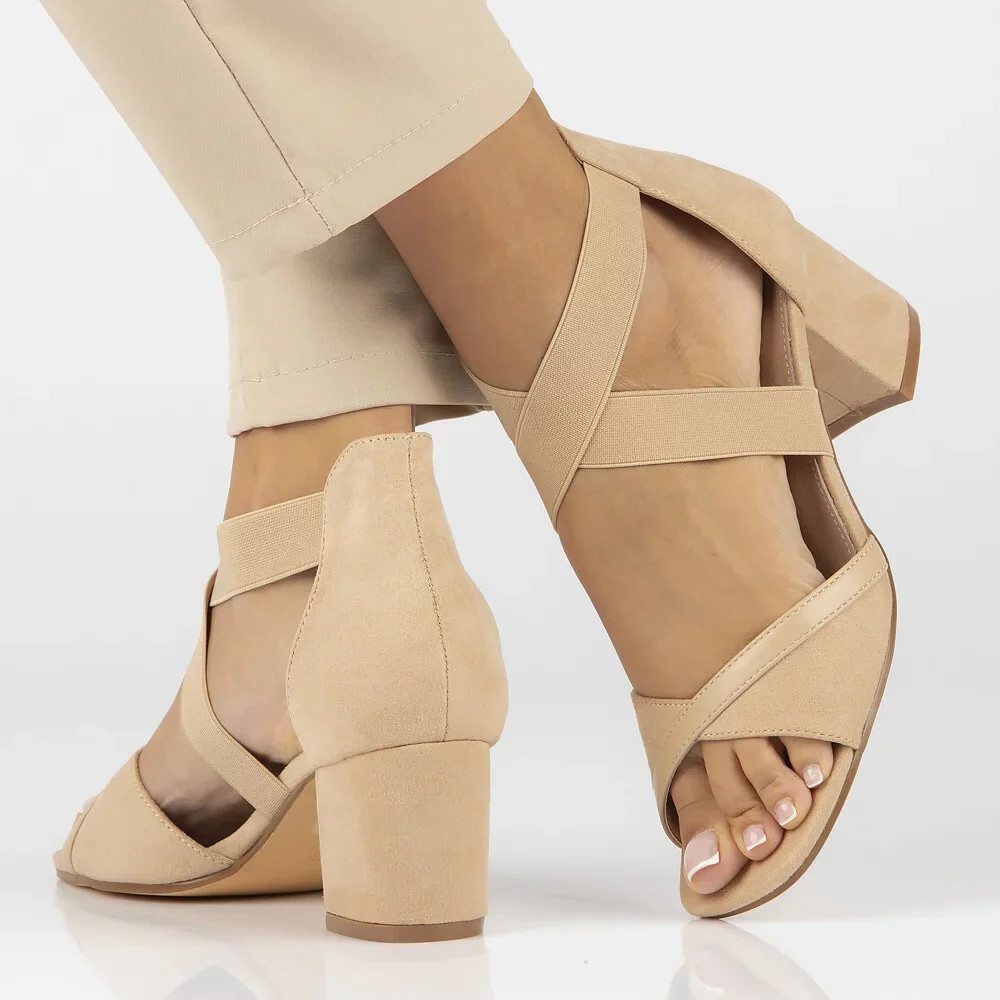 Dámske sandále na podpätku PAW539B / DS6262 Beige- Filippo 37 béžová