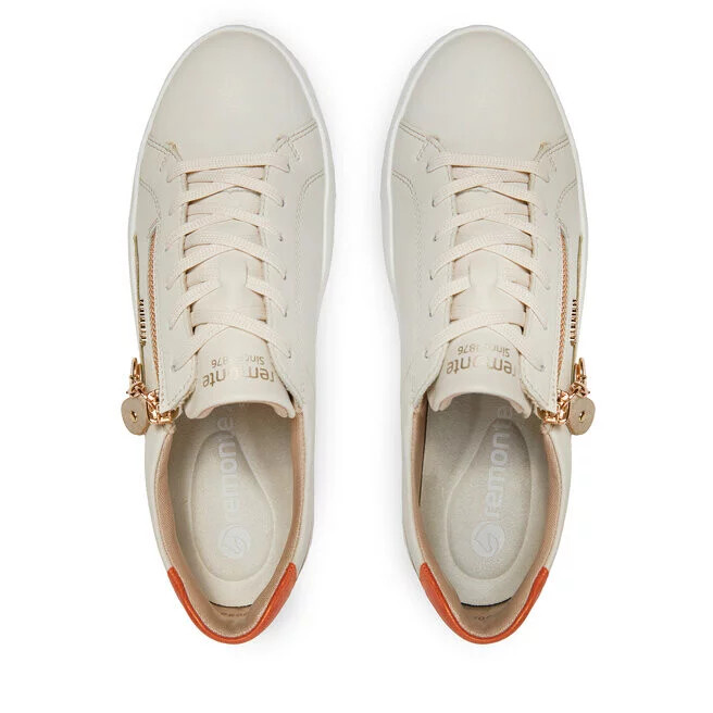 Dámska kožená športová obuv D1C01-81 / RKR676 Ecru-beige - Remonte 39 ecru-béžová
