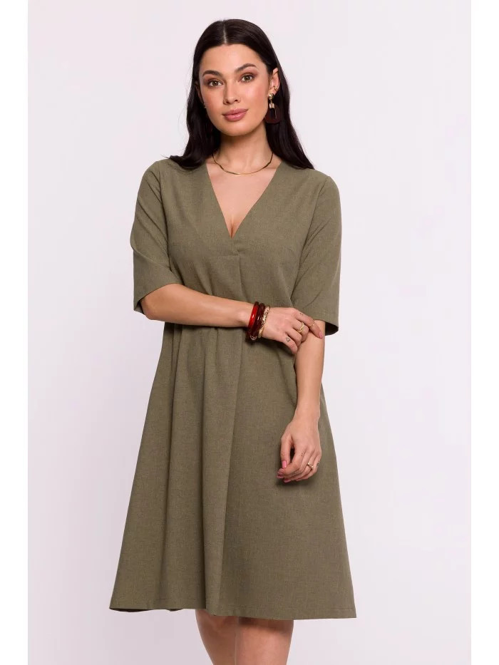 Dámské šaty B280 olivově zelené - BeWear L (obrázek 4)