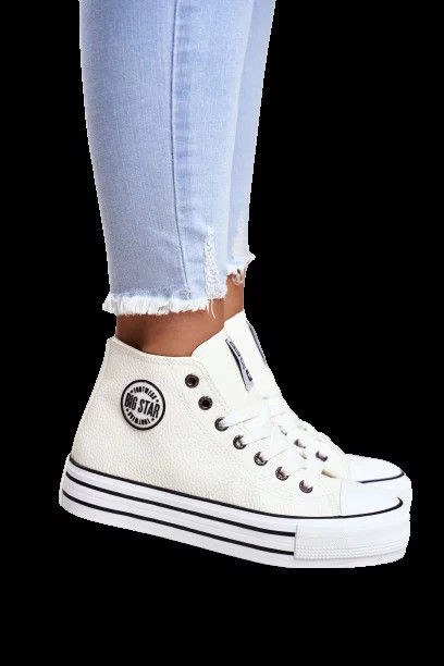 Dámske vysoké tenisky GG274013 White with Black - Big Star 37 bílá-černá
