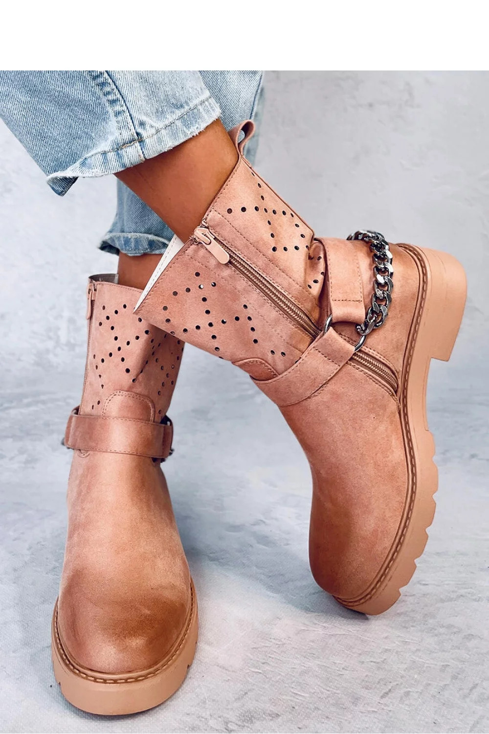 Dámske členkové topánky D7910 / 184924 Light Brown - Sweet Shoes 39 světle hnědá