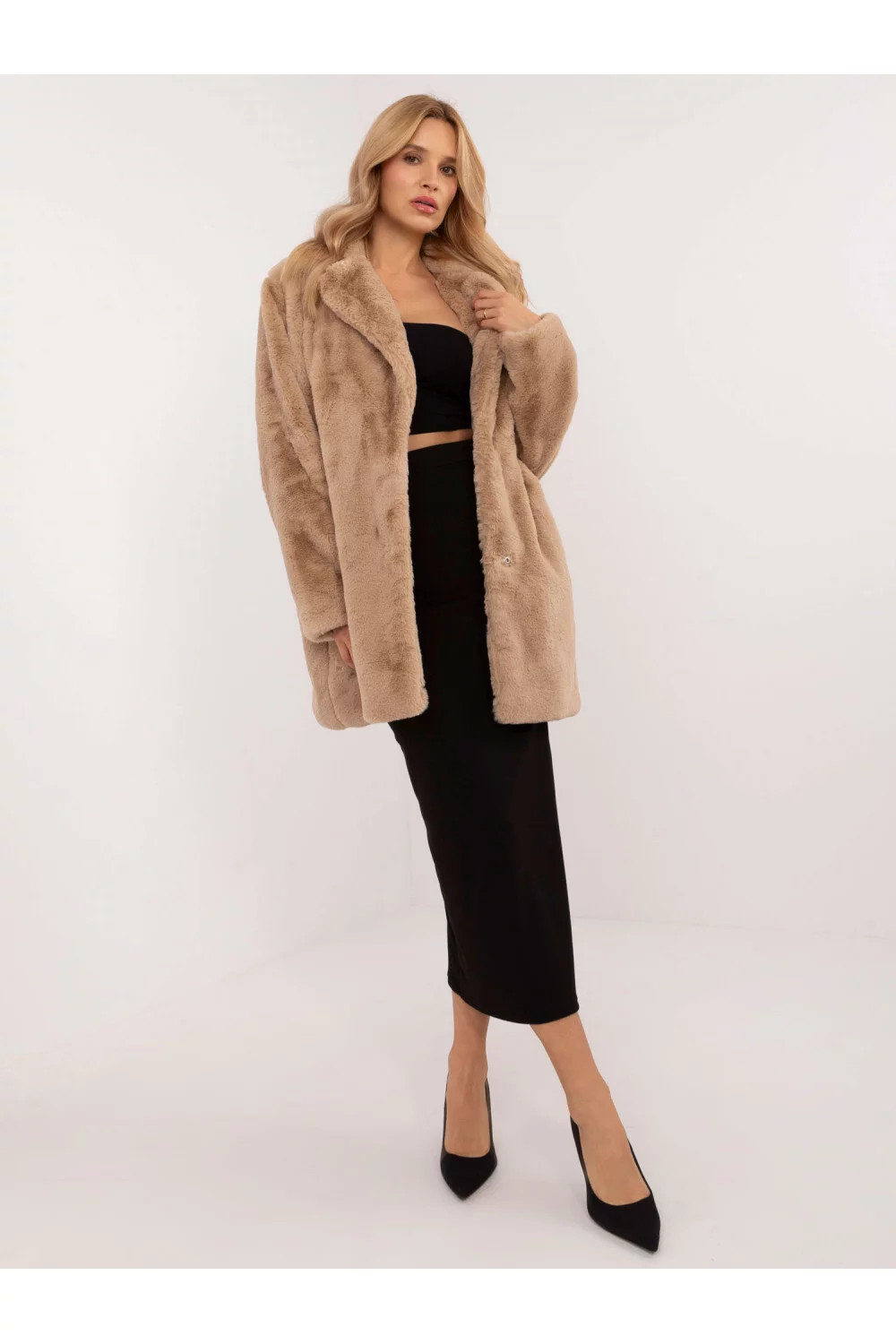 Dámsky kabát TW CZ BI G230119.32 svetlohnedý - Fashion Classic one size