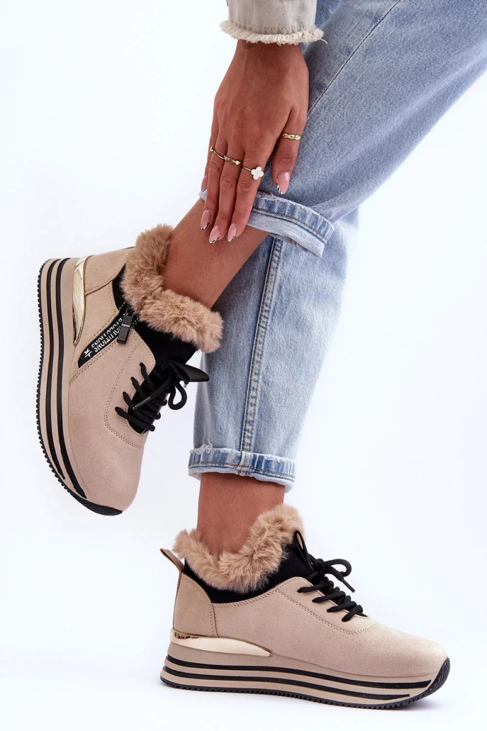 Dámská sportovní kotníková obuv 21-Q99 model 185656 Béžová s černou - Step in style béžová s černou 37 (obrázek 3)