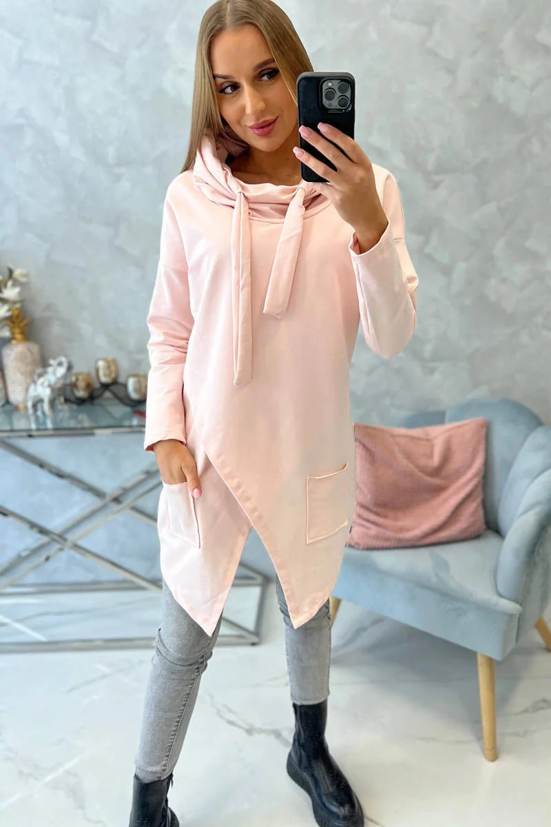 Oversize tunika s obálkou 16546 starorůžová - Kesi UNI (obrázek 7)
