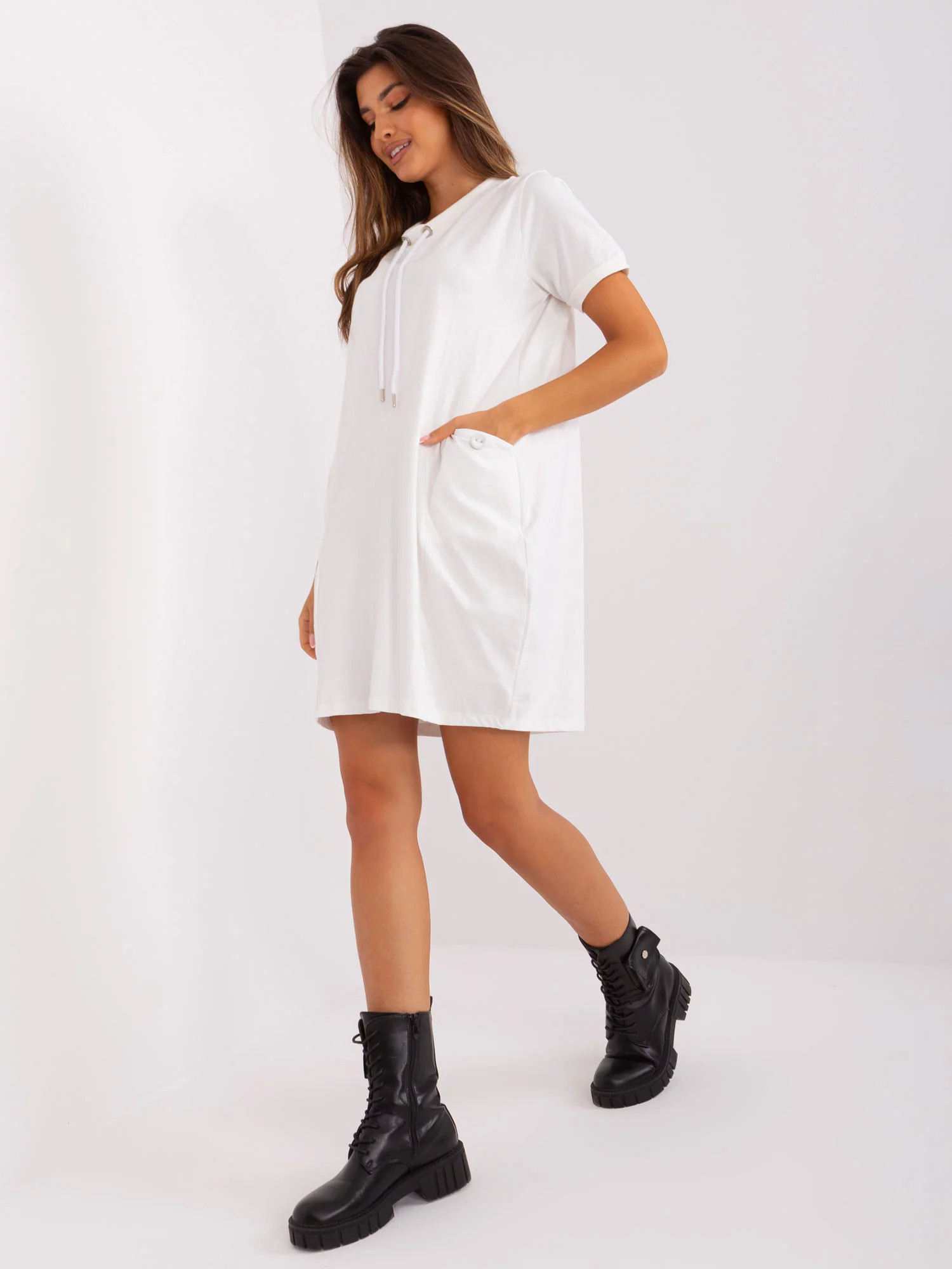 Dámské šaty RV SK 8723.89P Ecru - FPrice ecri(krémová) S/M