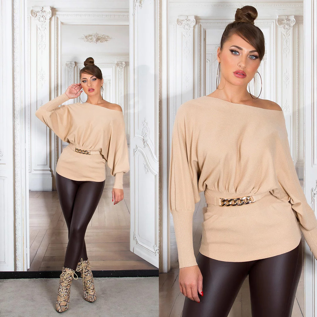 Sexy vypasovaný svetr 9295 - In Stylefashion UNI hnědá (obrázek 6)