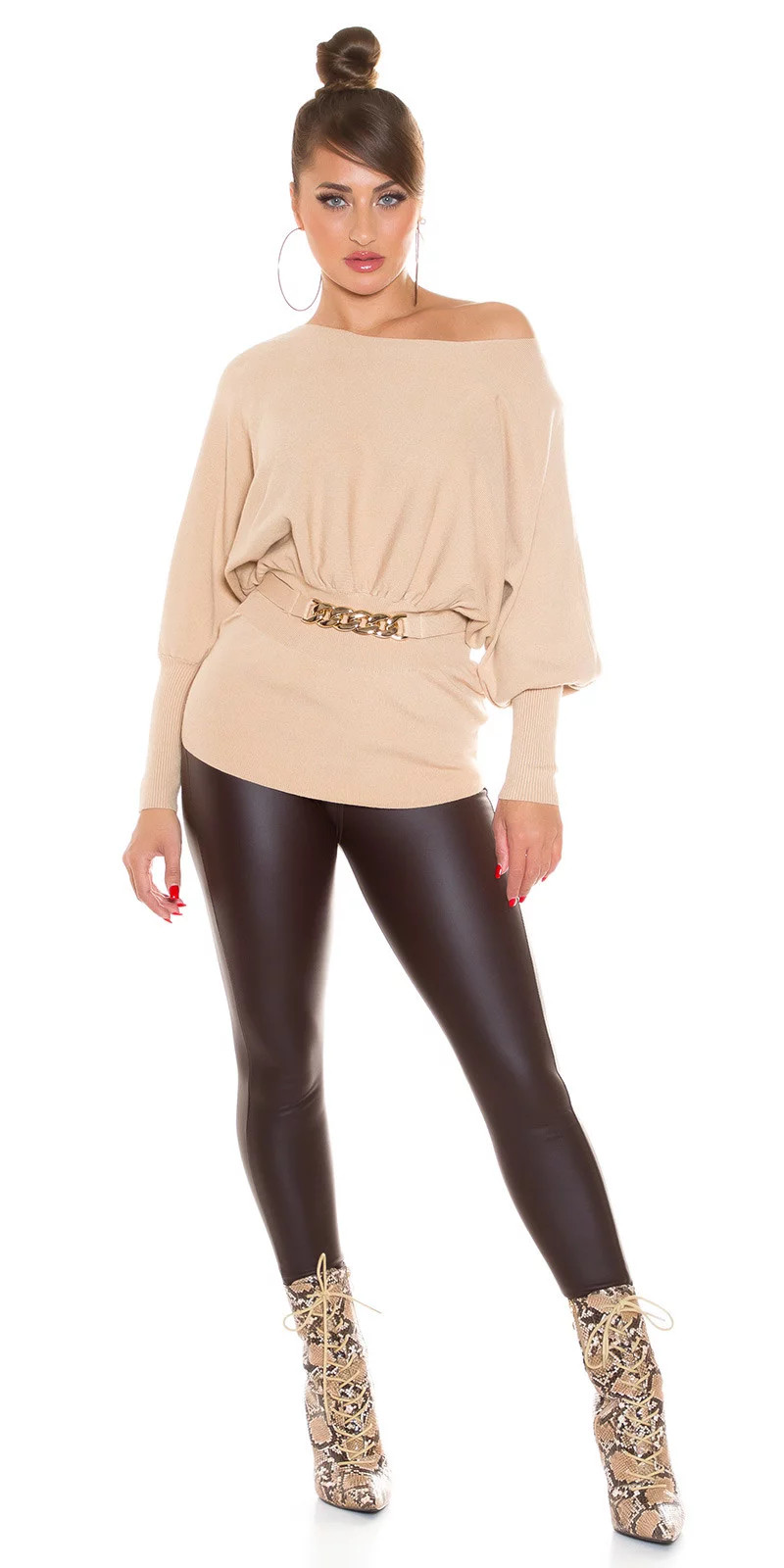 Sexy vypasovaný svetr 9295 - In Stylefashion UNI hnědá (obrázek 10)