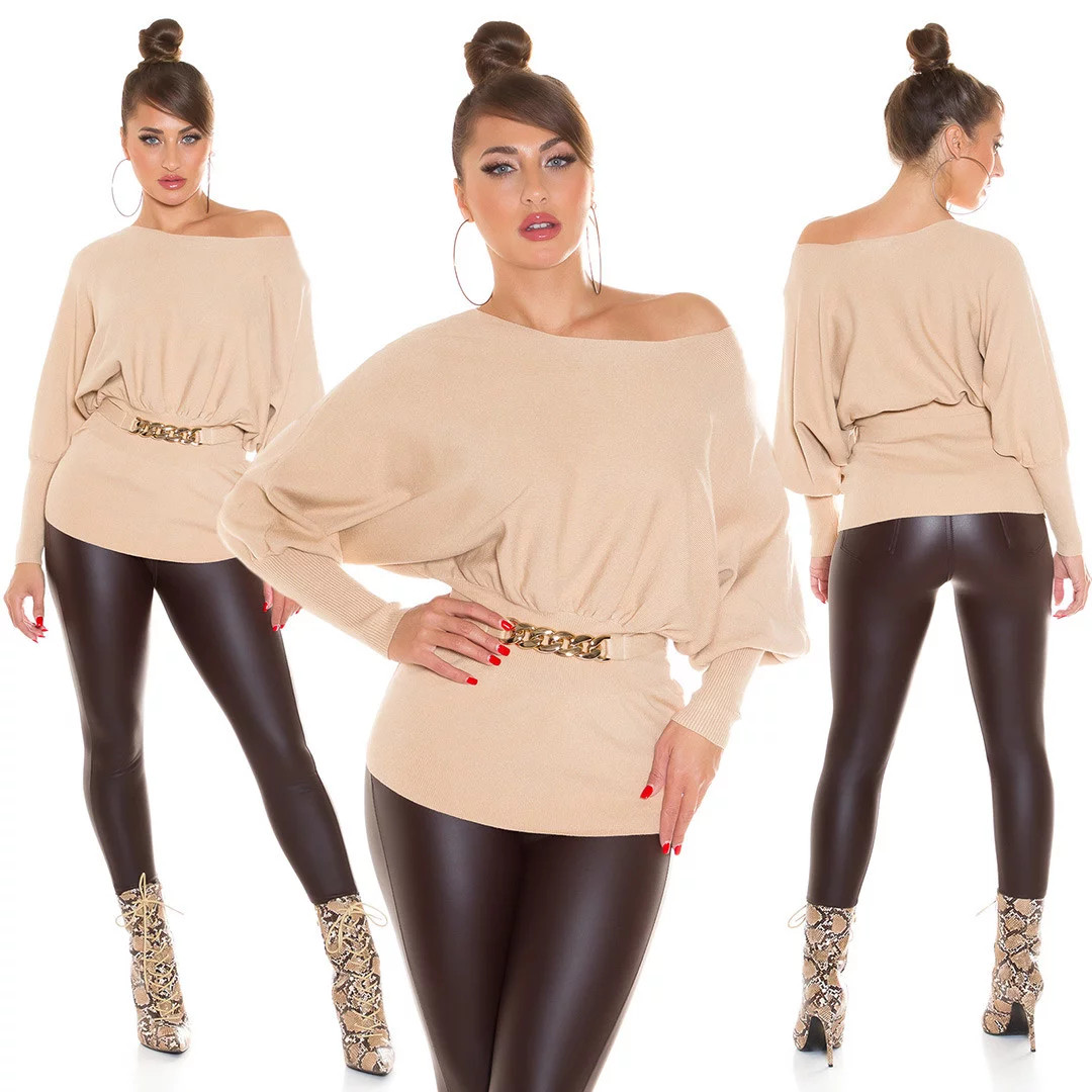 Sexy vypasovaný svetr 9295 - In Stylefashion UNI hnědá (obrázek 7)