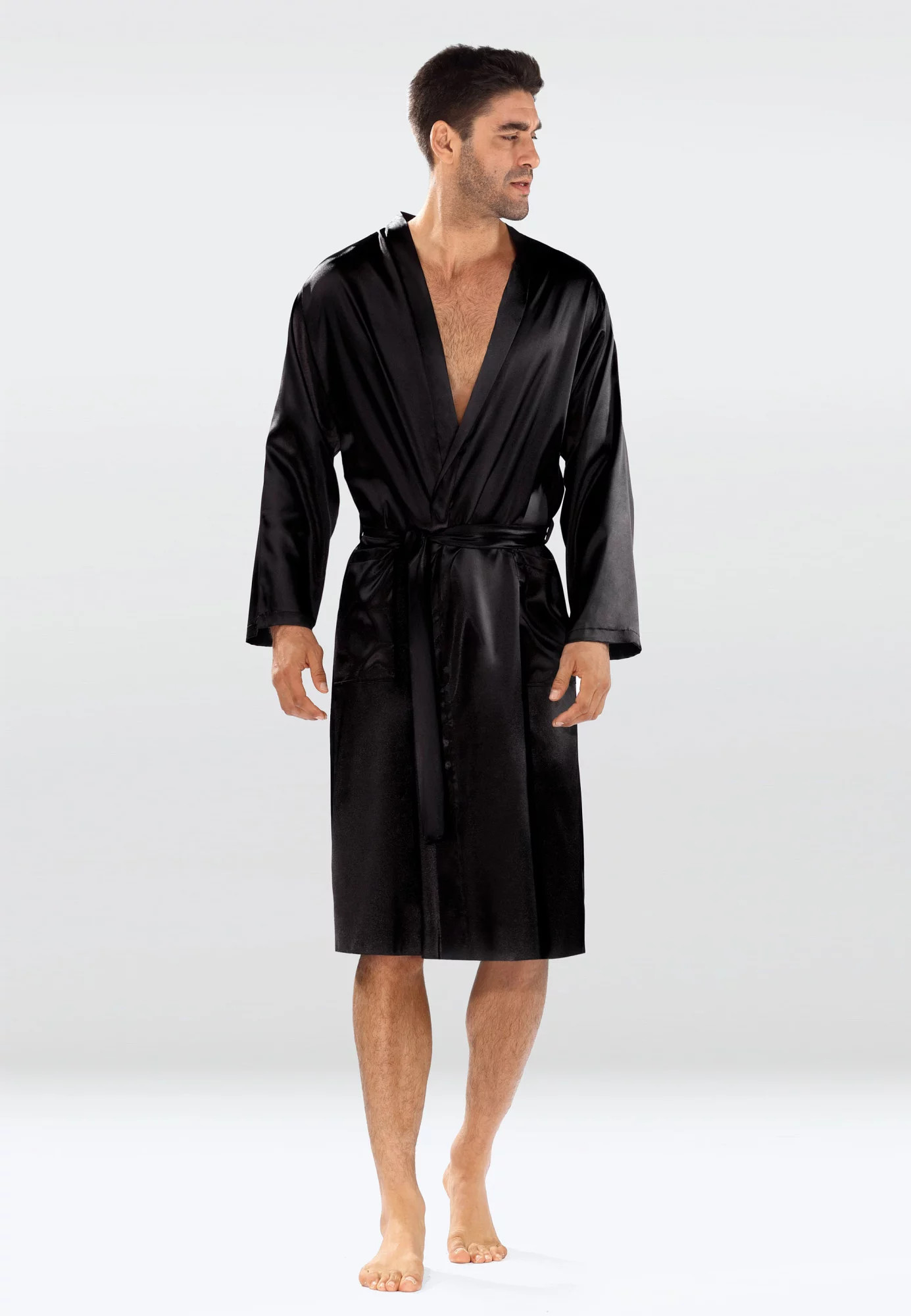 Pánsky saténový župan Christian - DKaren L tmavě modrá