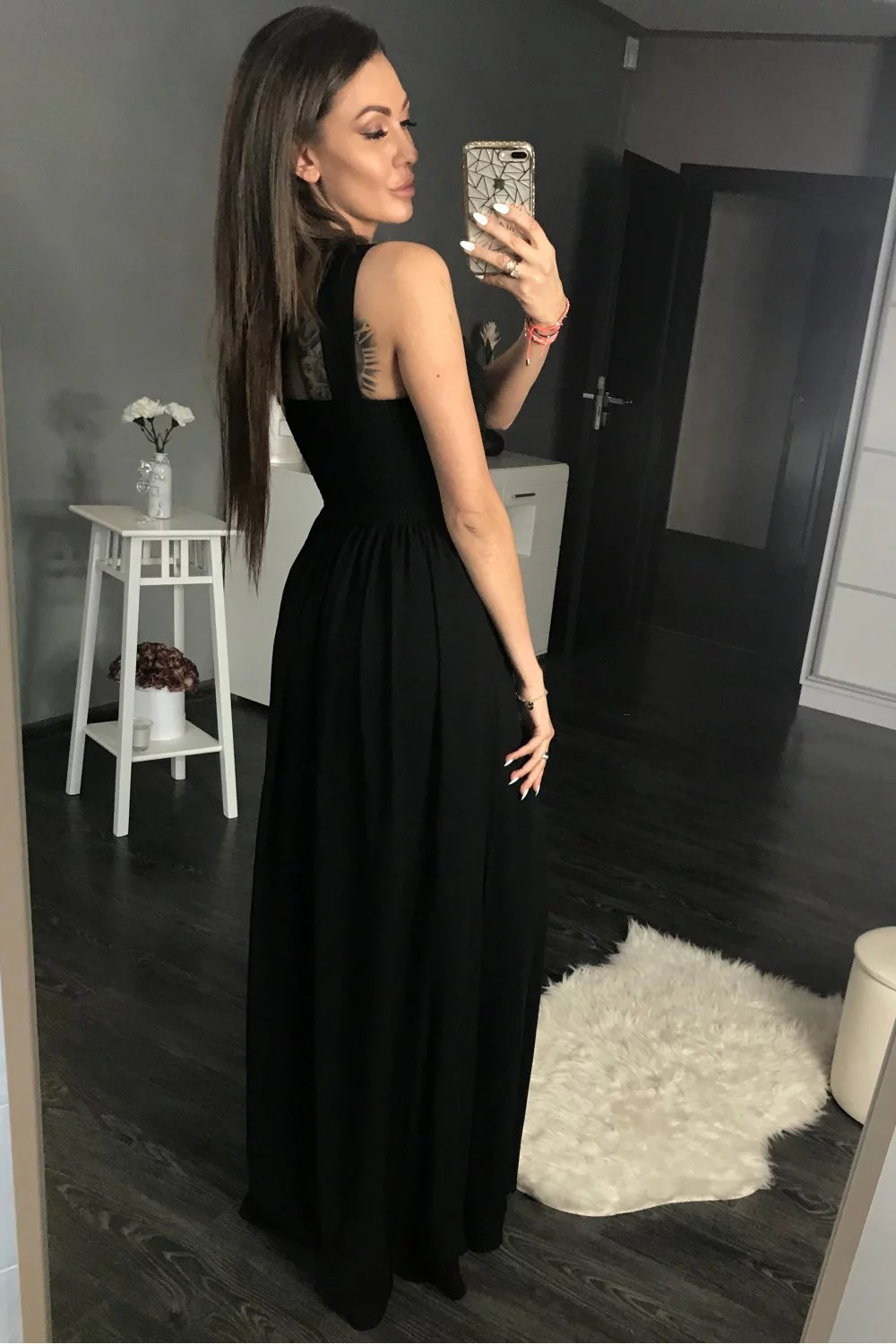 Dlouhé šaty hk1542 černé - YourNewStyle M (obrázek 3)