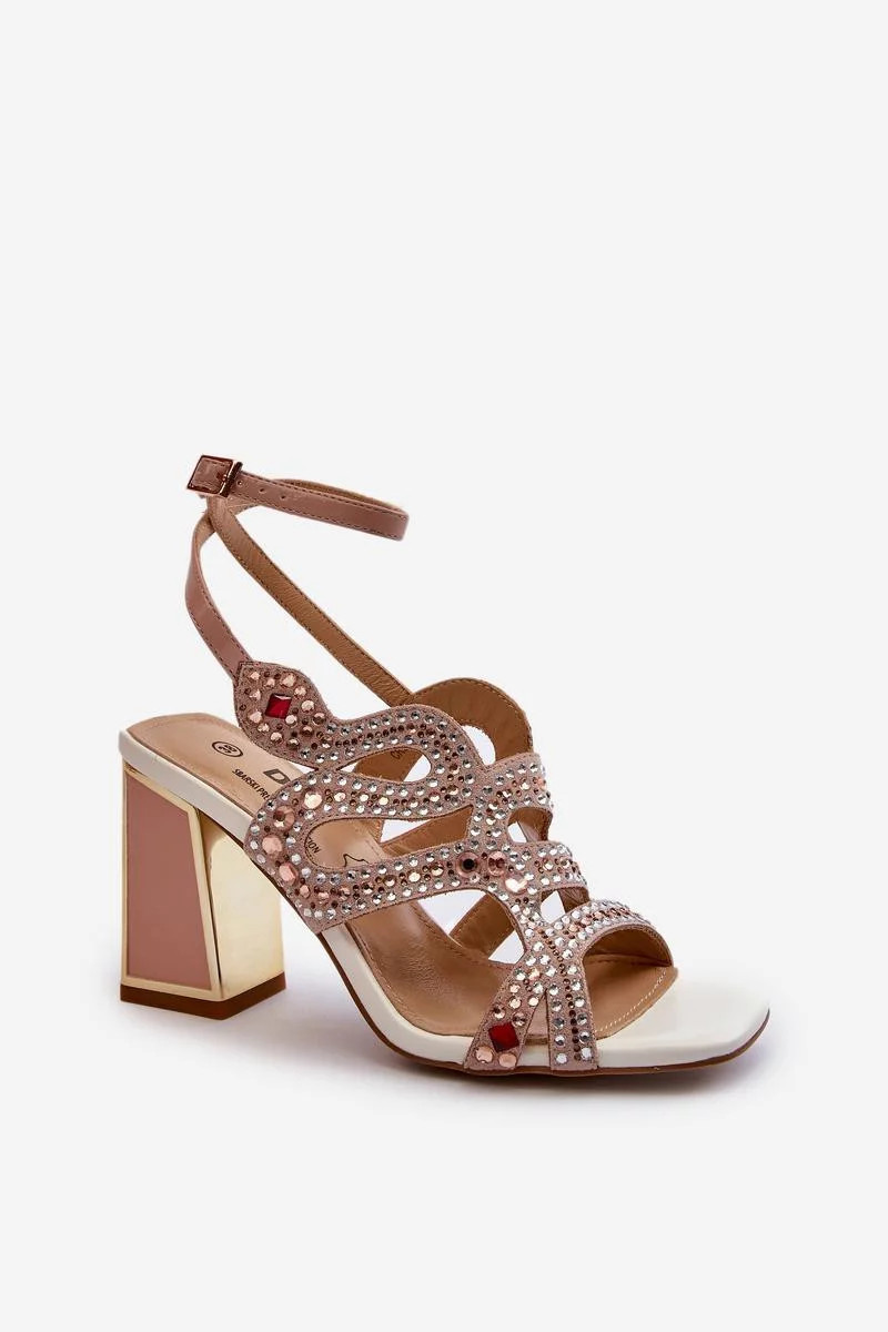 Sandály na podpatku CR952 béžovo-růžové - Step in style 39 (obrázek 3)