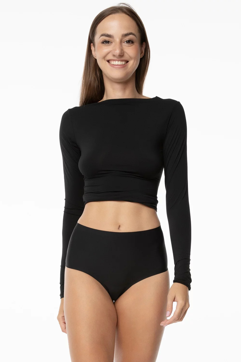 Dámské bezešvá košilka s dlouhým rukávem Simple Longsleeve Černá - Julimex černá M (obrázek 3)