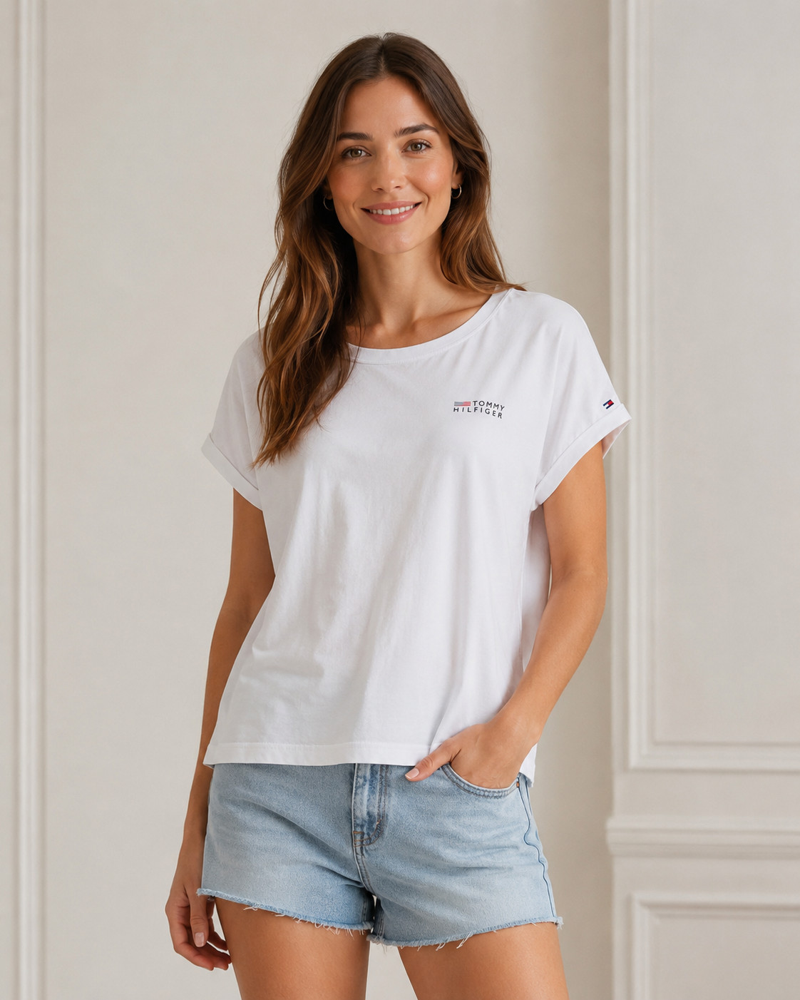 Dámské tričko UW0UW03632 YBR bílé - Tommy Hilfiger L