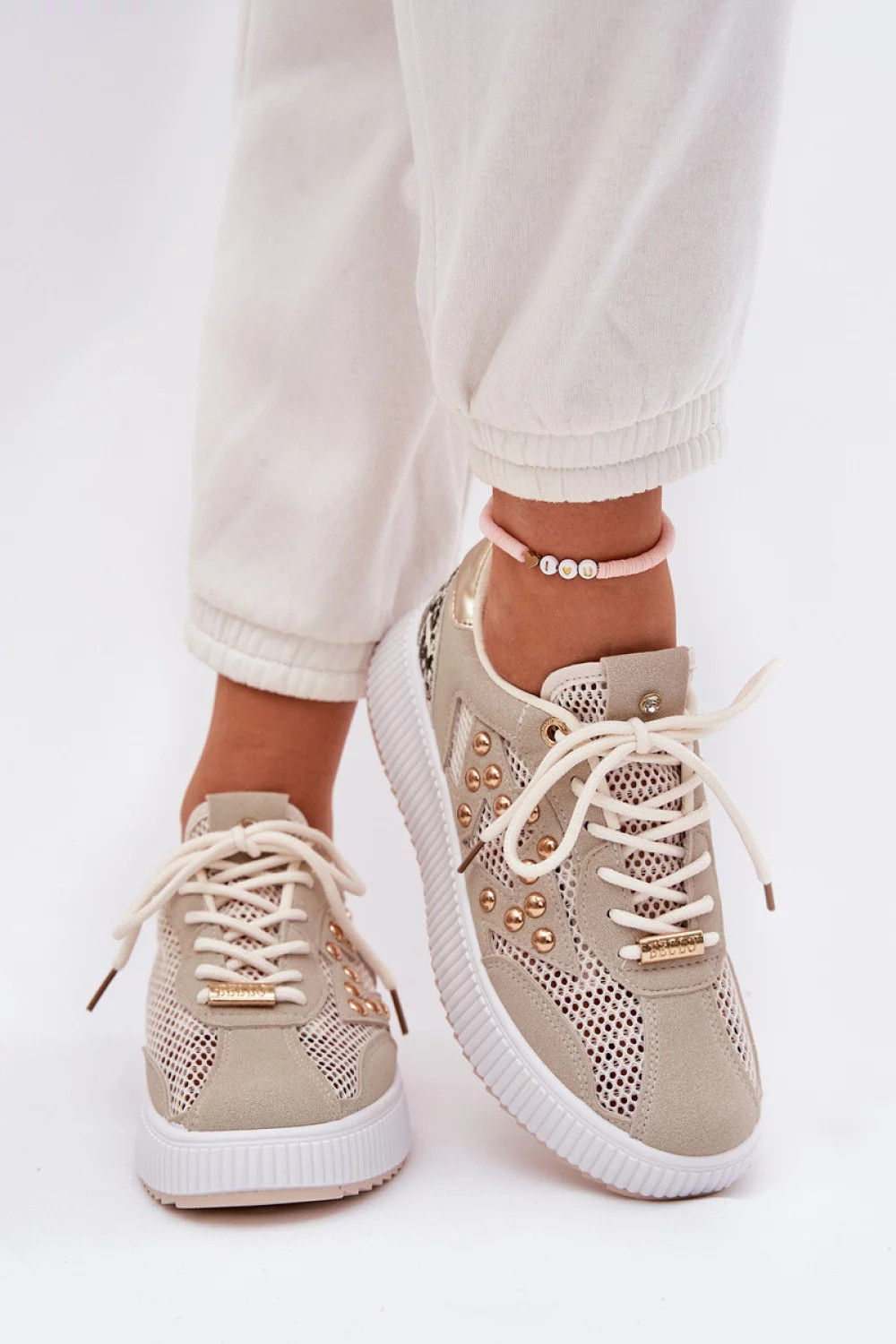 Dámska športová obuv YY-157 beige with white - Step in style 40 béžová-bílá