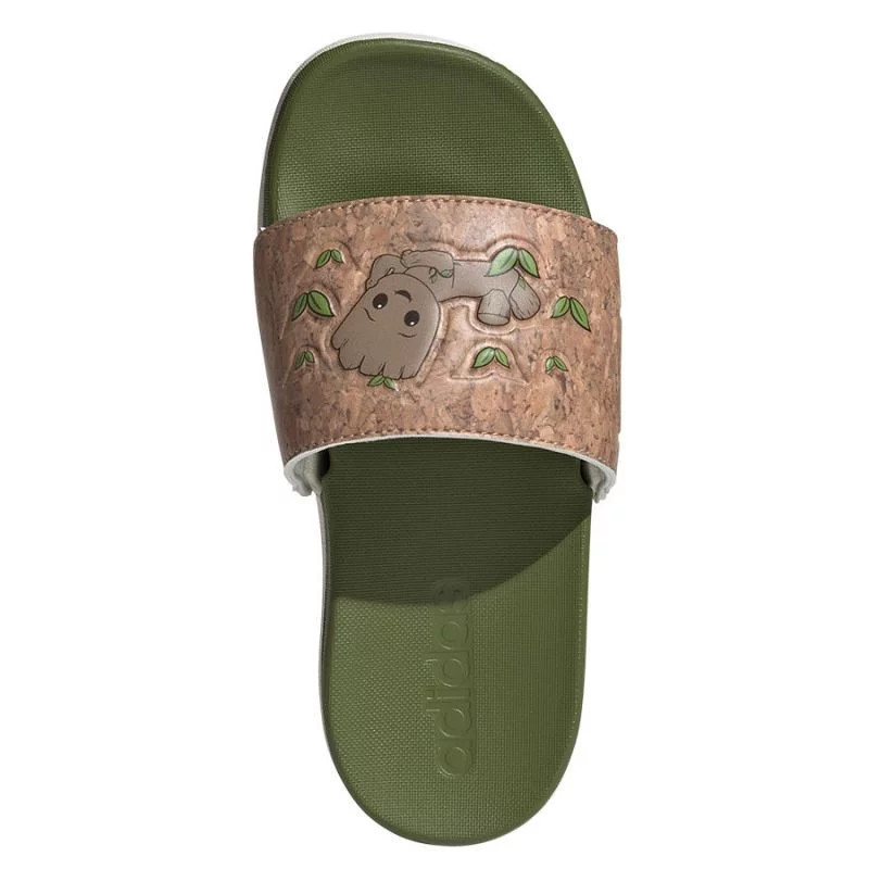 Dětské žabky / nazouváky Adilette Comfort Jr ID8029 Zelená s hnědou - Adidas zeleno-hnědá 32 (obrázek 6)