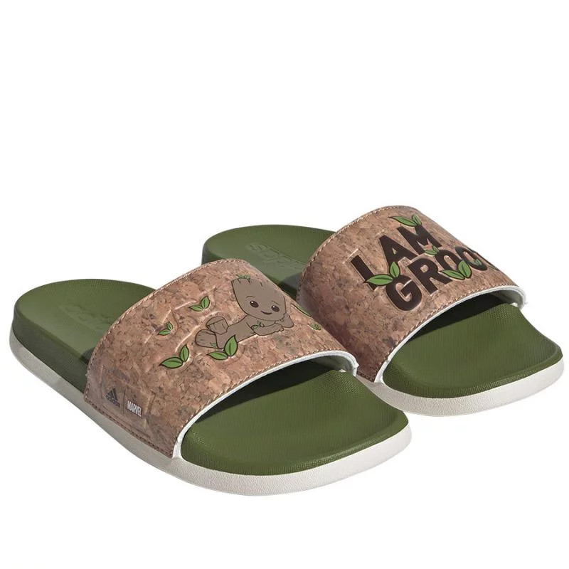 Dětské žabky / nazouváky Adilette Comfort Jr ID8029 Zelená s hnědou - Adidas zeleno-hnědá 32 (obrázek 3)