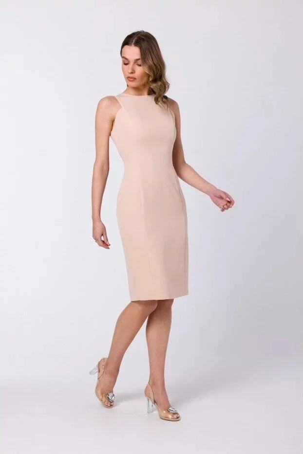 Dámské šaty S342 Béžová - Stylove béžová M (obrázek 3)