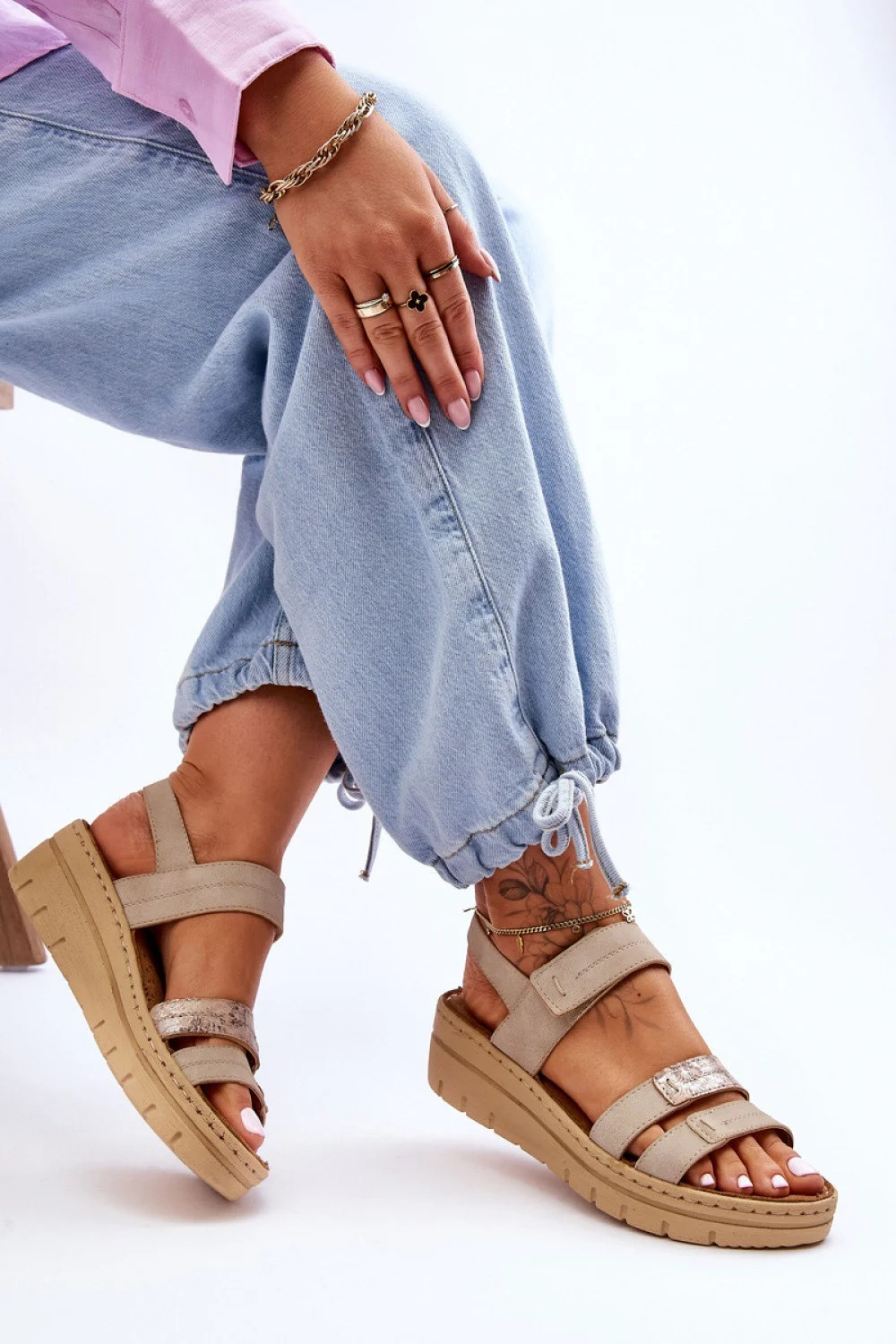 Dámske sandále 23-46011 béžová - Krok vo veľkom štýle 39