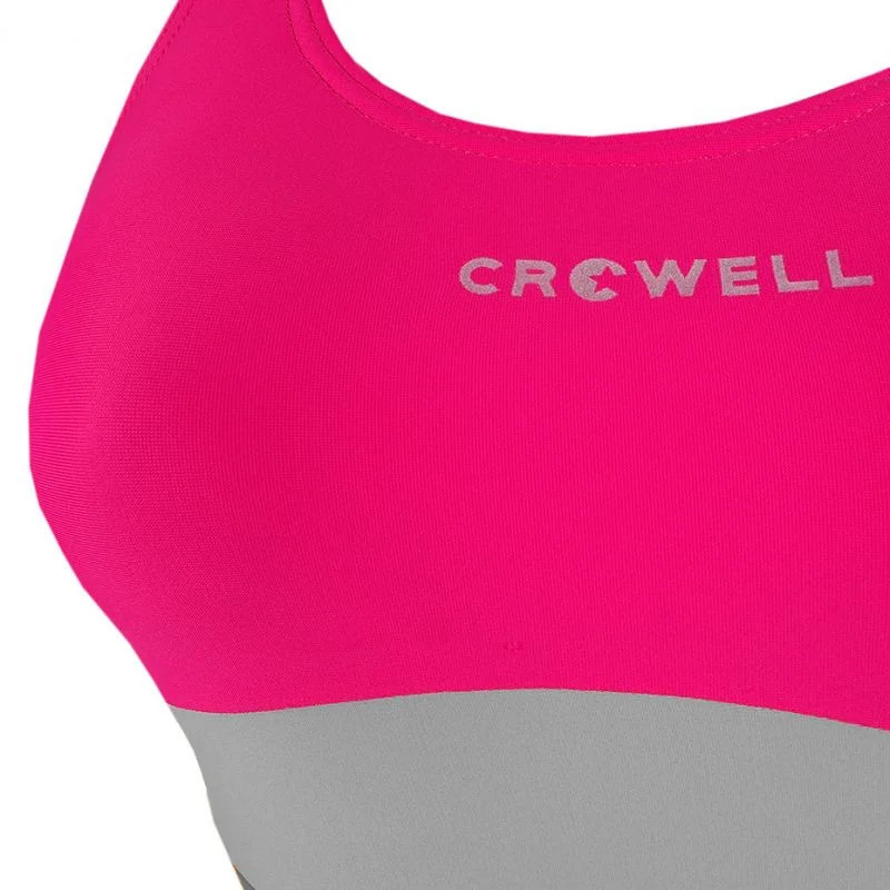 Dámské jednodílné plavky Katie Tmavě růžová s šedou - Crowell tm.růžová-šedá 36