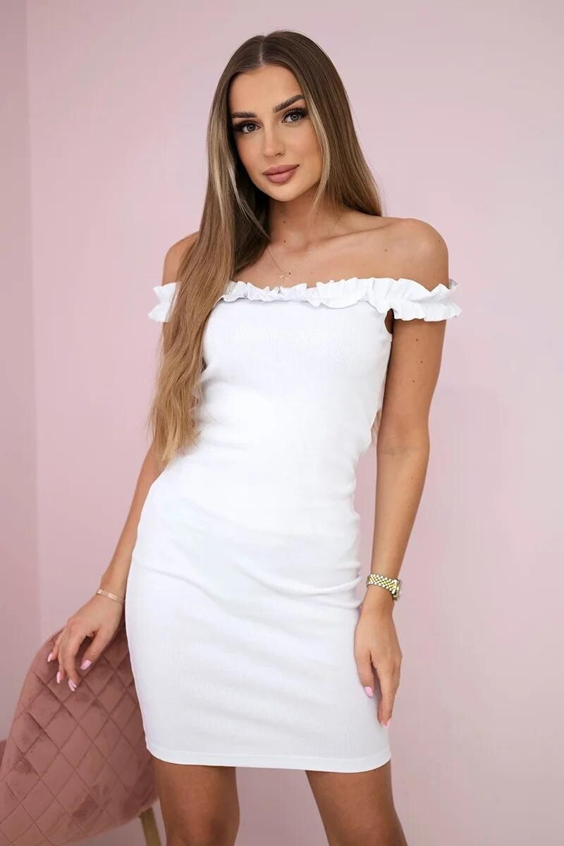 Dámske španielske šaty s volánmi 9097 White - K-Fashion one size bílá