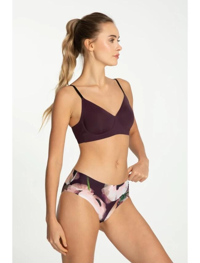 Dámske nohavičky Velvet Bloom Simple Classic - Julimex XL fialová vzor