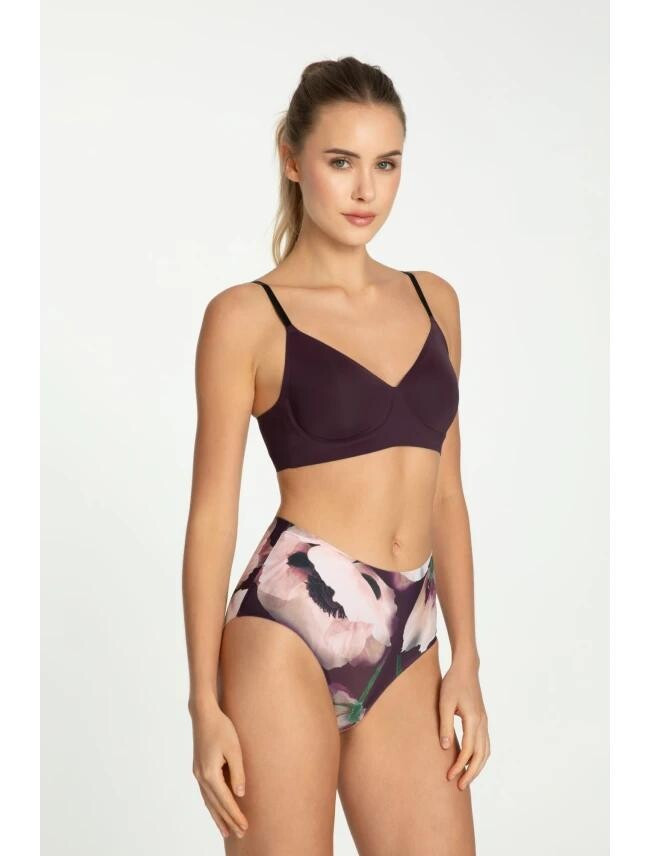 Dámske nohavičky Velvet Bloom Simple Maxi - Julimex L fialová vzor