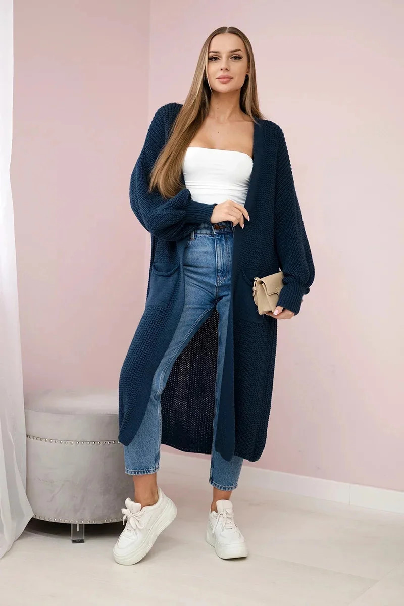 Dámsky dlhý sveter IT-8 Tmavomodrá - K-Fashion UNI tmavě modrá