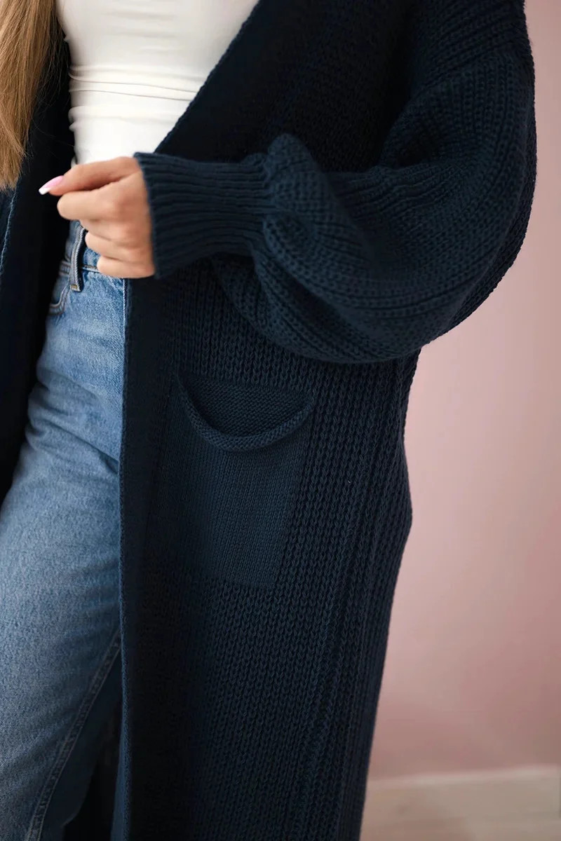 Svetr dlouhý kardigan Tmavý denim UNI