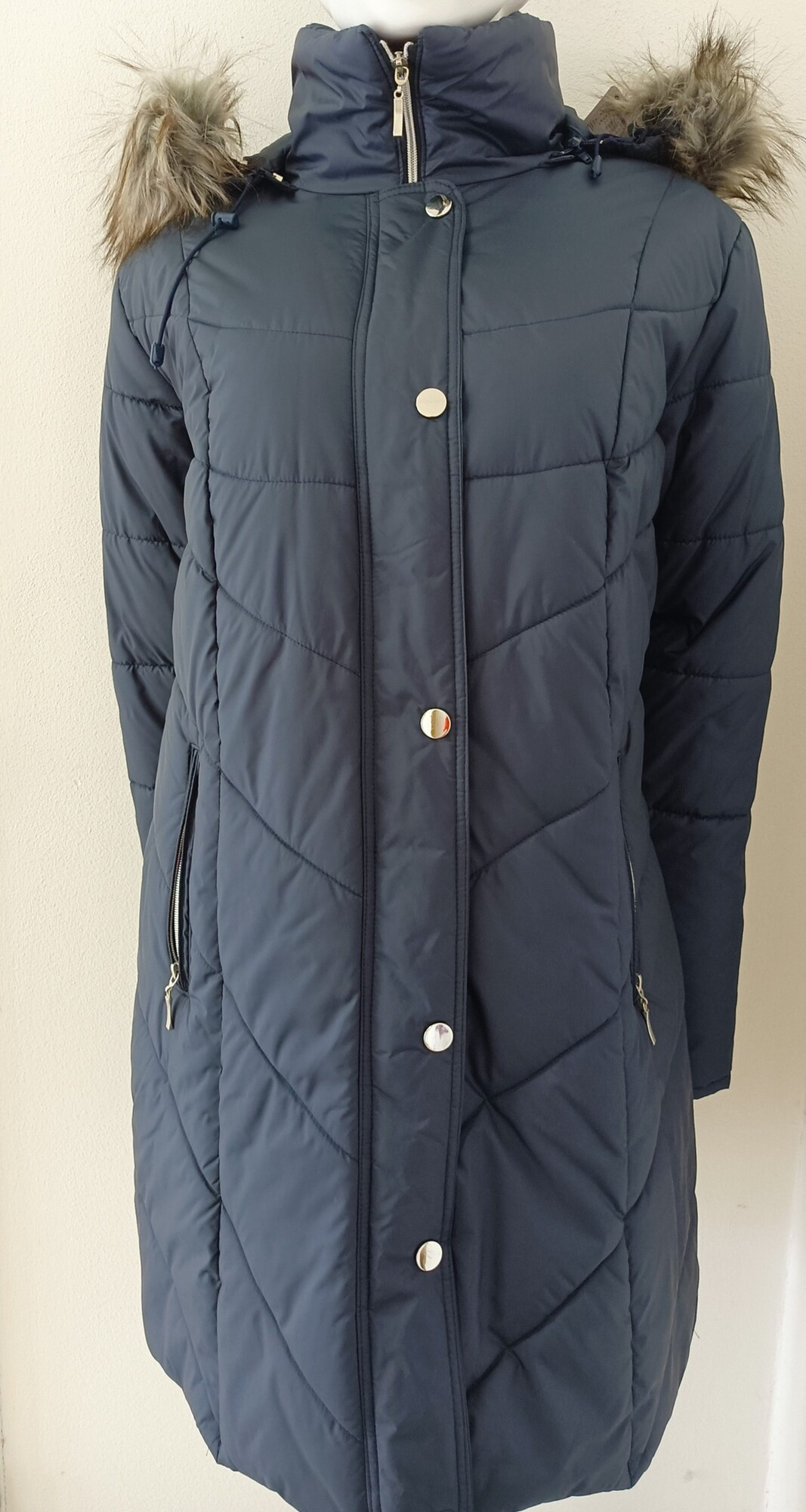 Dámska zimná bunda s kapucňou M49409 - Zaks 52 tmavě modrá