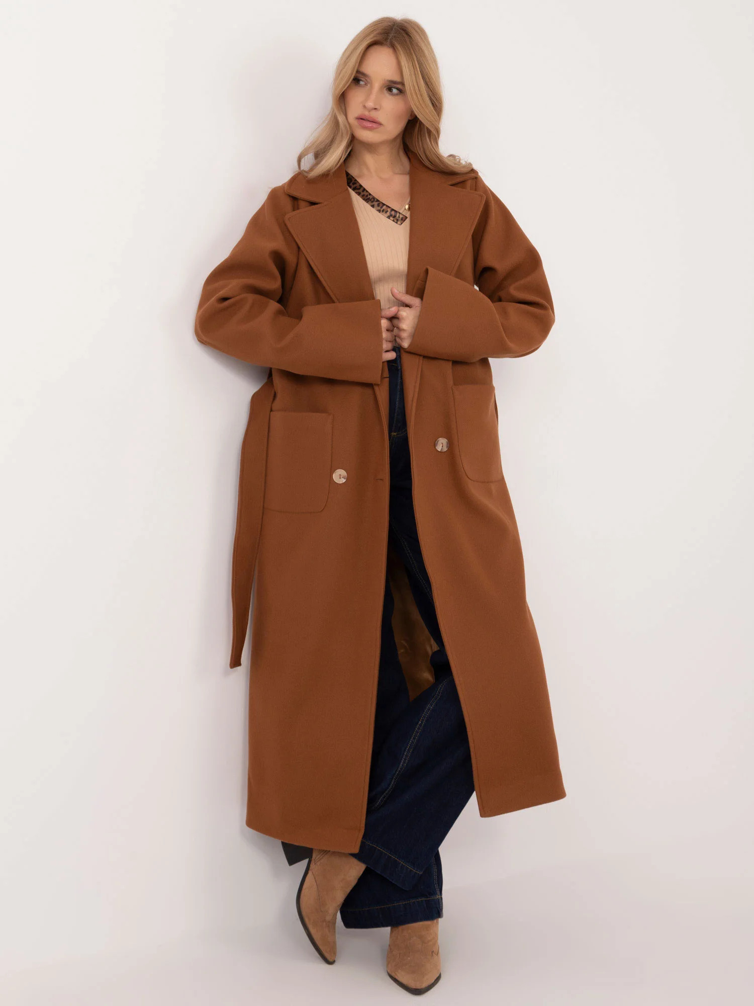 Dámský kabát LK CZ 509786.99 Světle hnědý - LAKERTA světle hnědá L/XL (obrázek 12)
