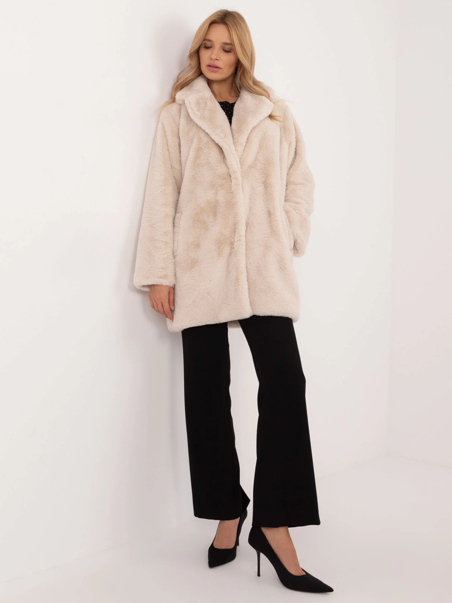 Dámský kabát TW CZ BI G230119.32 Světle béžový - FPrice světle béžová one size (obrázek 6)