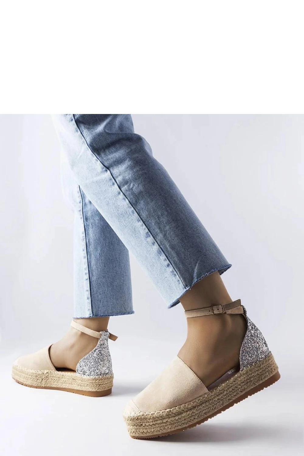 Dámské espadrilky 22883 Béžová se stříbrnou - FLYFOR béžová-stříbrná 40 (obrázek 3)