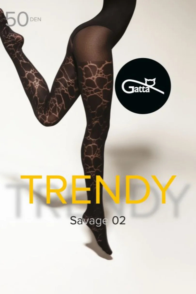 Dámske pančuchy Savage 02 / 50 den Black Pattern - Gatta 2-S černá vzor