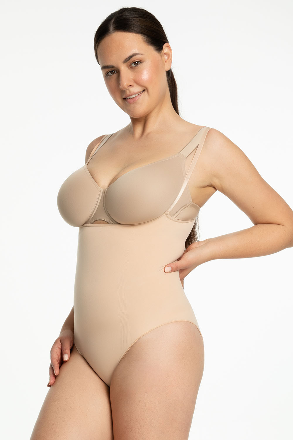 Dámske body 419 Seamless Open Beige - Julimex 2XL béžová