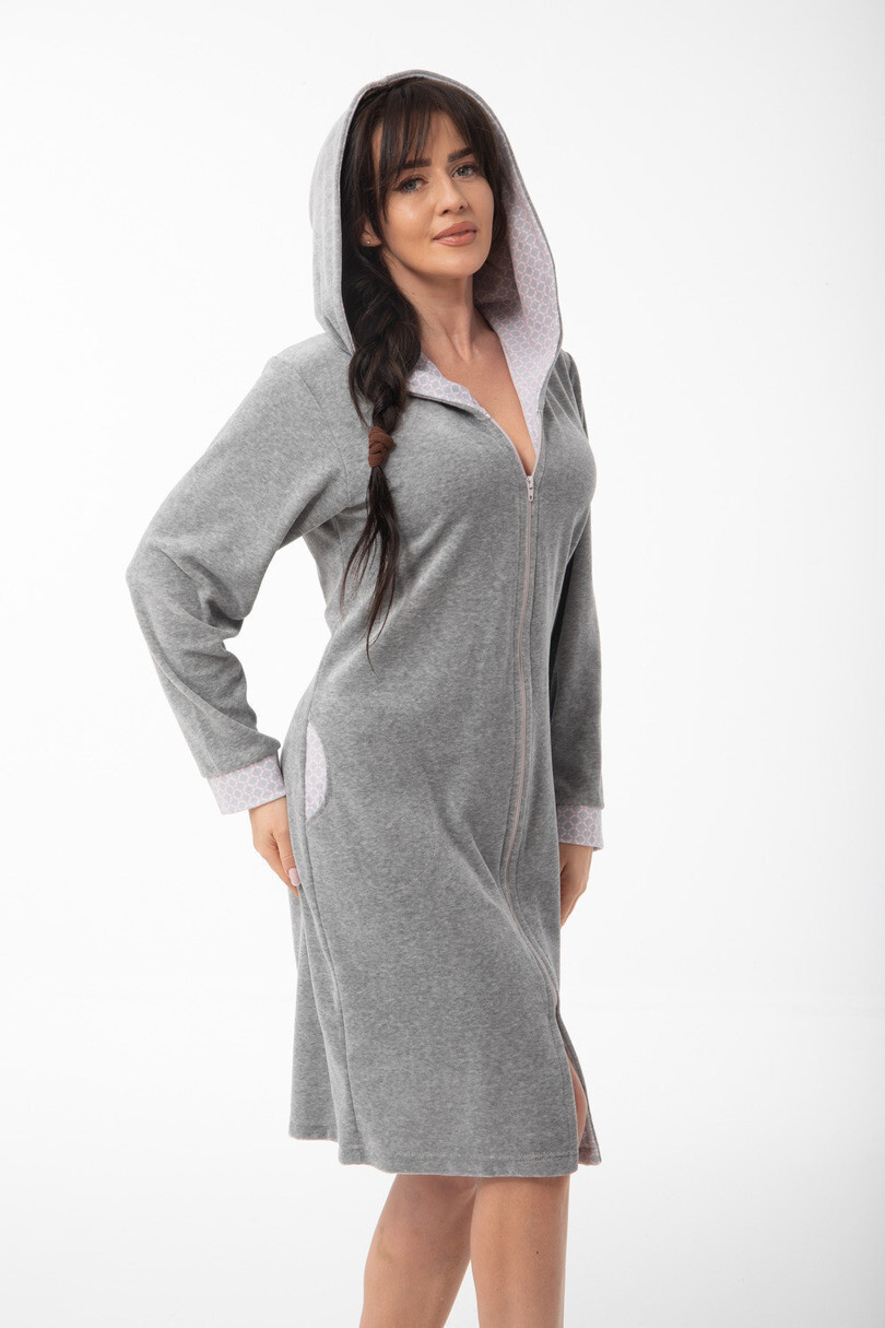 Dámsky župan FR-373 Béžová s ecru - DOROTA M šedá