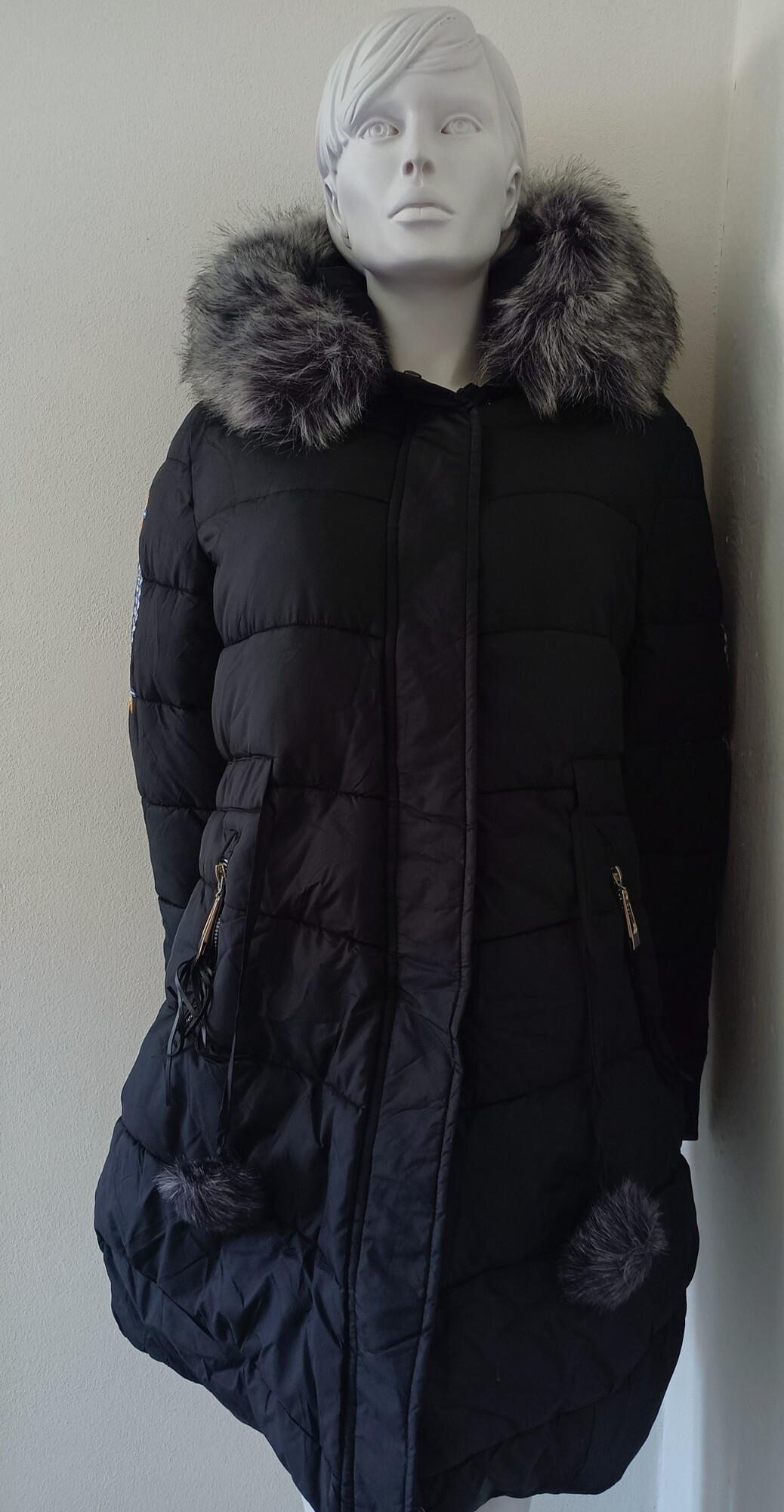 Dámská zimní bunda s kapucí J-W1704(ty0162) - Feifa černá XXL