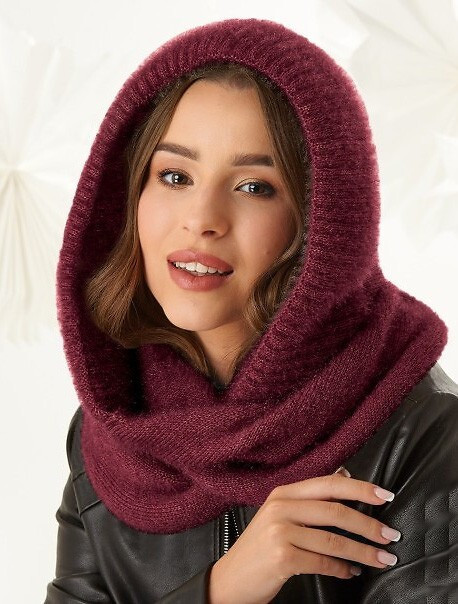 Dámska mikina s kapucňou Chimney 48-495 Burgundy - AJS UNI vínová
