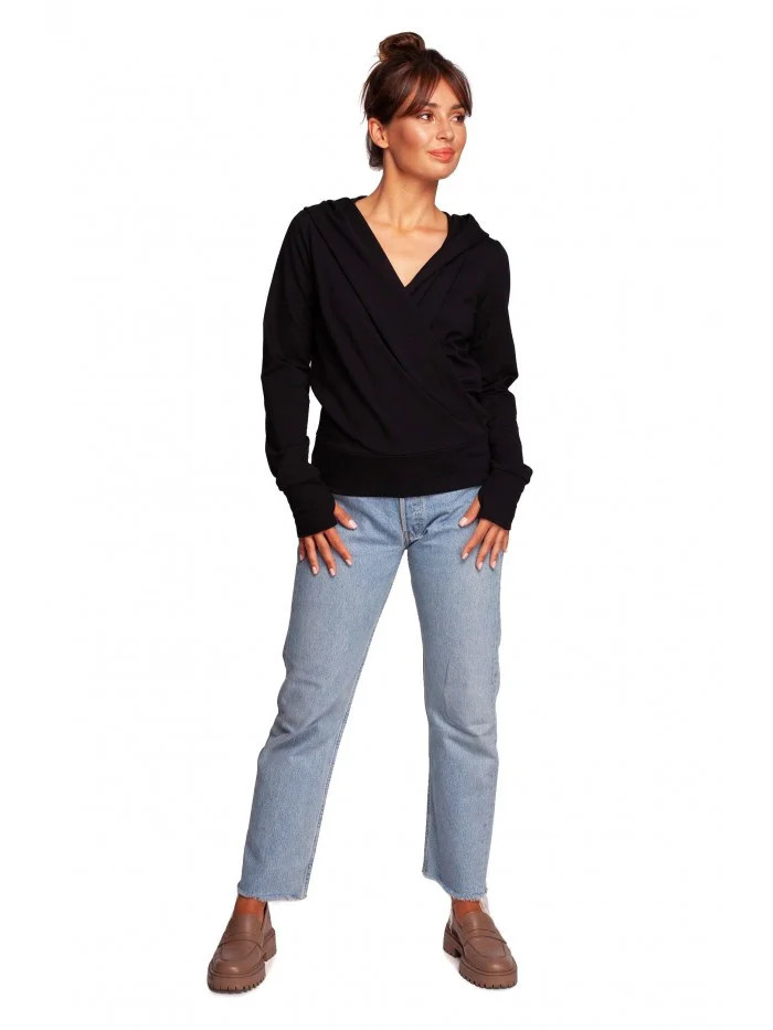 Zavinovací svetr s kapucí B246 černý - BeWear XXL (obrázek 12)