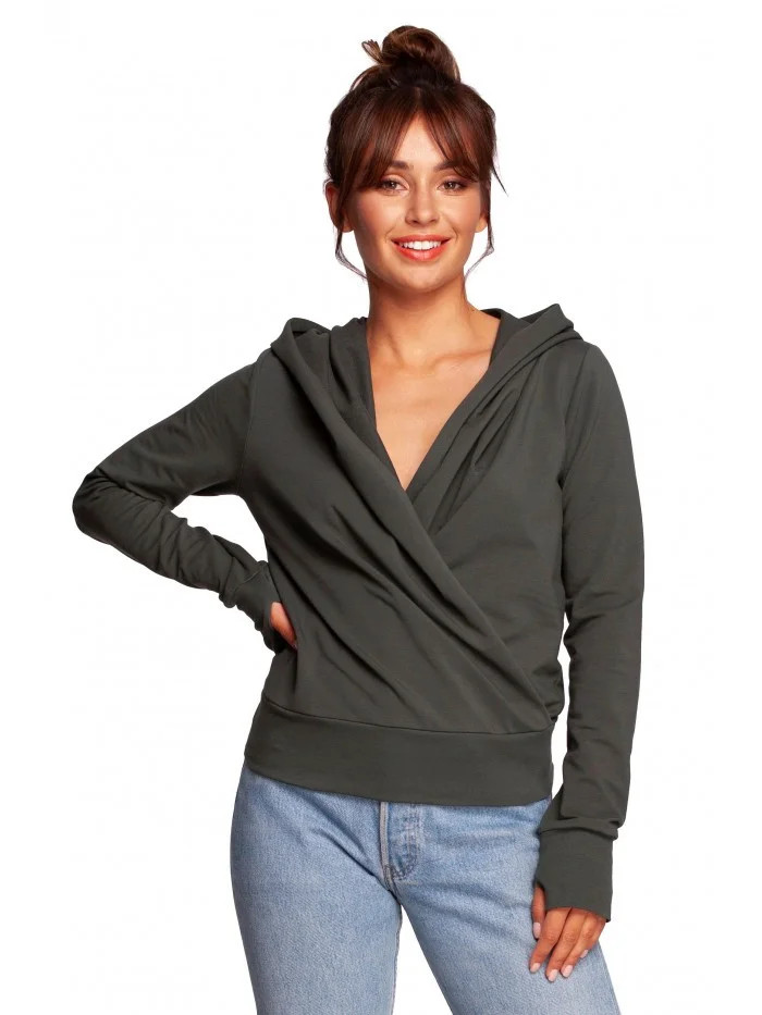 Zavinovací svetr s kapucí B246 černý - BeWear XXL (obrázek 4)