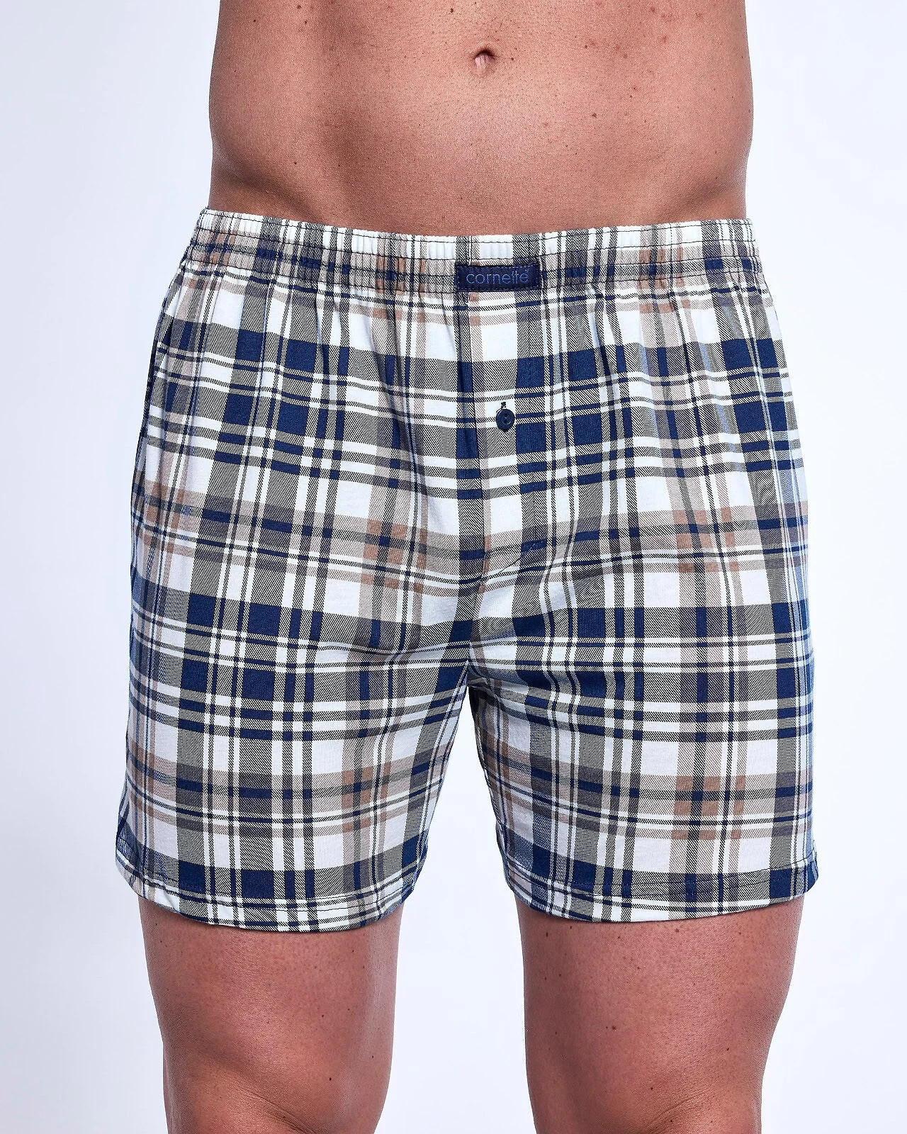 Pánske boxerky Cornette Comfort 002/319 Ecru s modrým vzorom - Cornette XL ecru-modrá