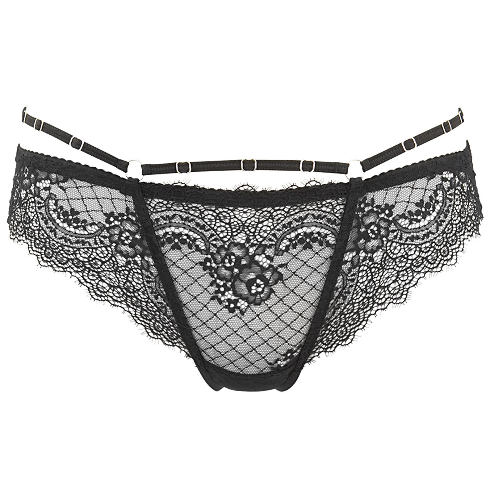 Dámské sexy krajkové tanga V-10098 Černá - Axami černá S-36 (obrázek 4)
