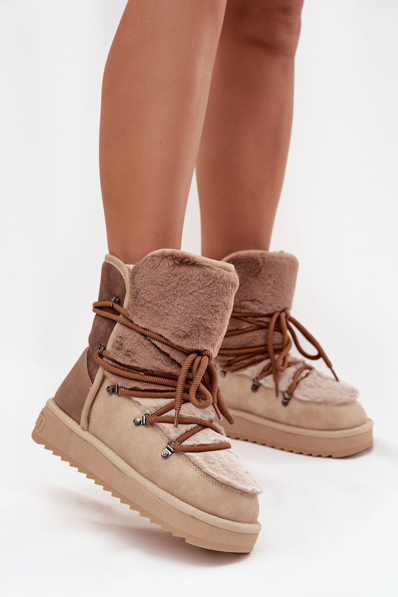 Dámske snehové topánky s kožušinou DFSH370012 Beige - DFranklin 41 béžová