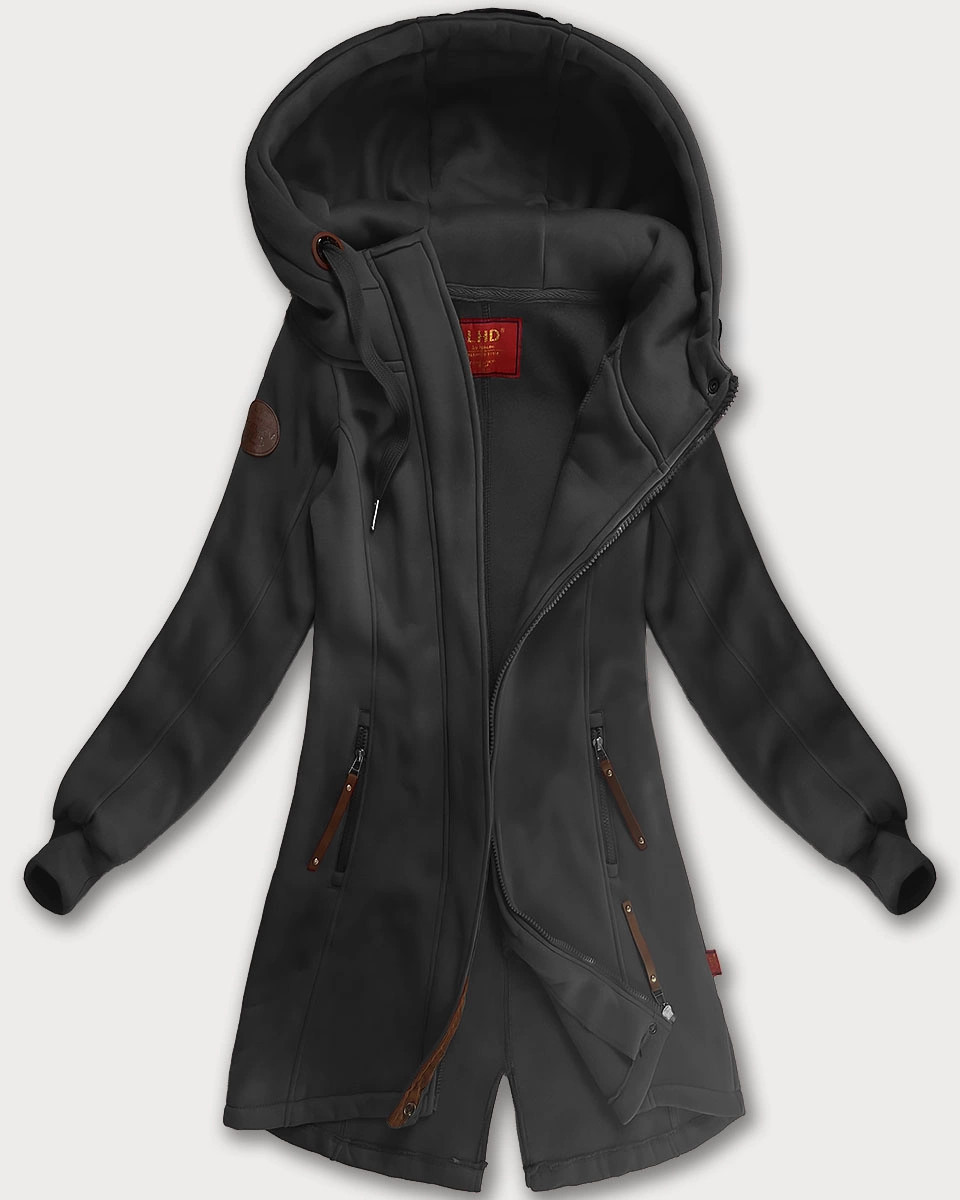 Dlouhá dámská mikina s kapucí (AMG-675/2) grafit - Goodlooking XXL