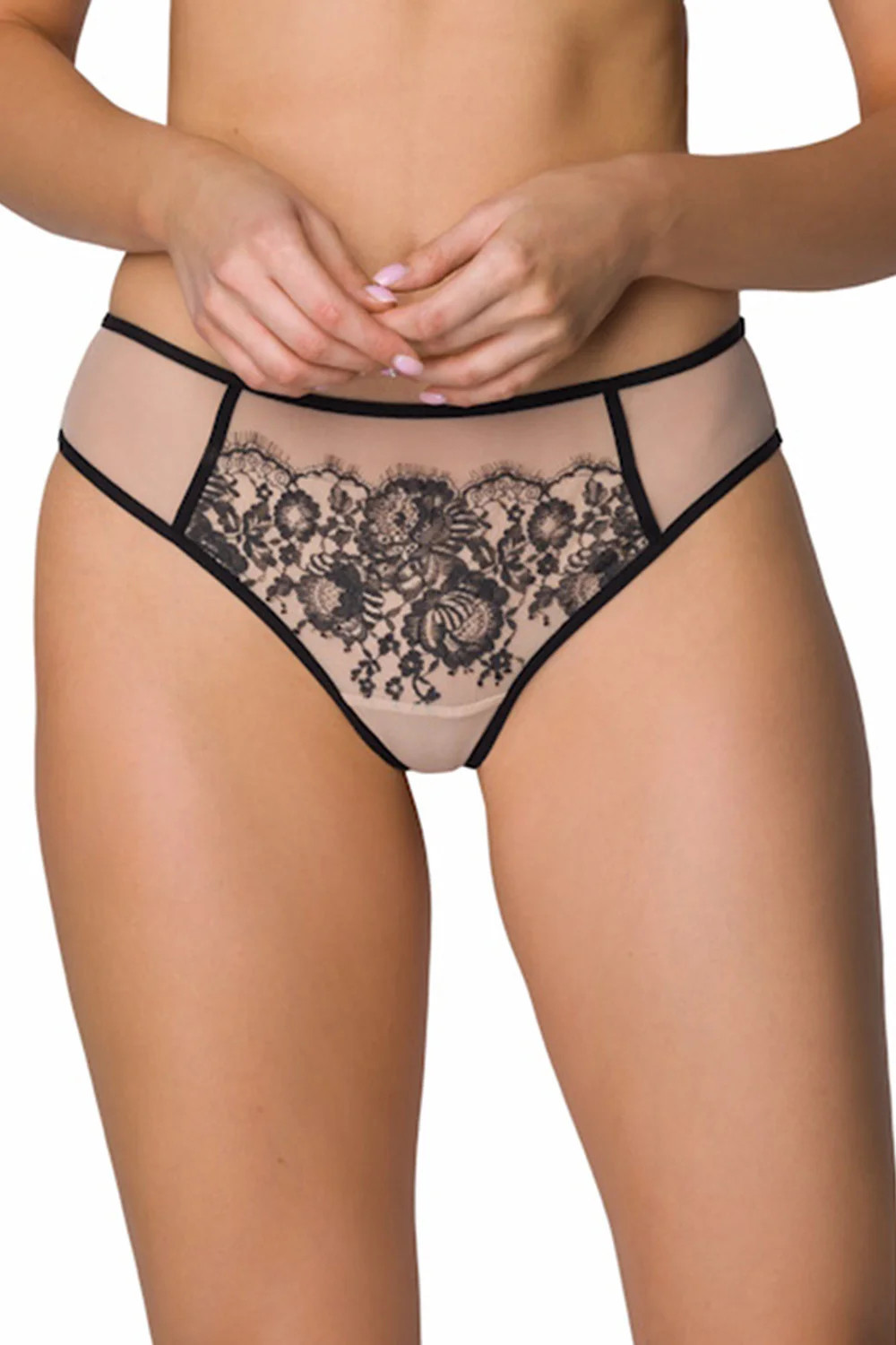 Dámske tangá Frances 3804/4 Béžová s čiernou - MAT S-36 béžová s černou