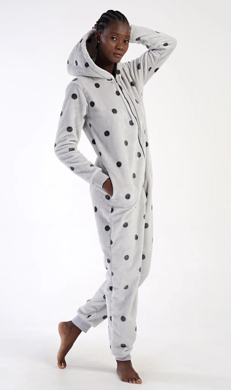 Dámsky overal Polka Dot Grey Pattern - Vienetta M šedá s puntíkem