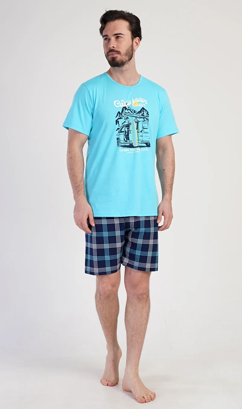 Pánske pyžamové šortky California - Vienetta XL světle modrá