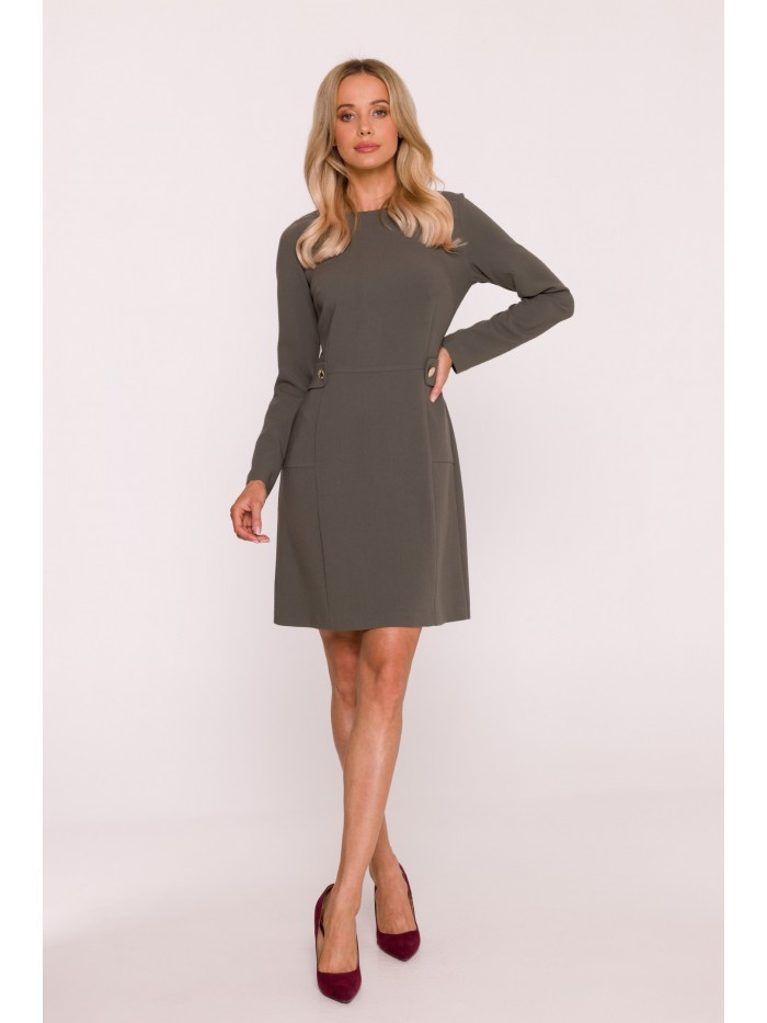 Dámske šaty S419 Khaki tmavozelená - Stylove XL khaki-tm.Zelená